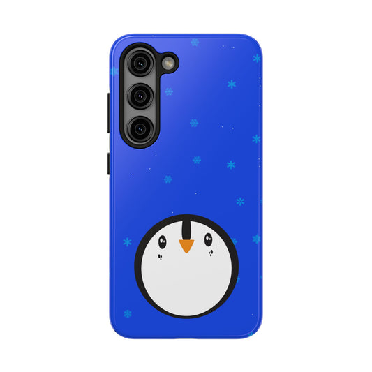 Penguin Cute Tough Phone Case – Blue Snowflake Protective Cover