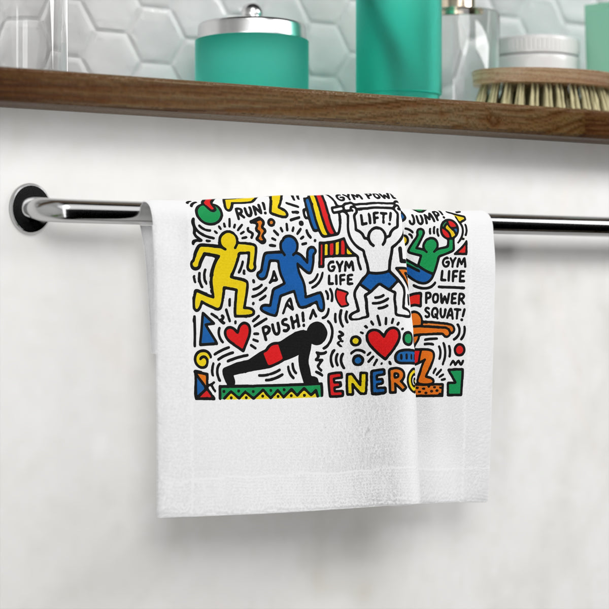 Fitness Energy Face Towel — Colorful Gym Life Workout Design
