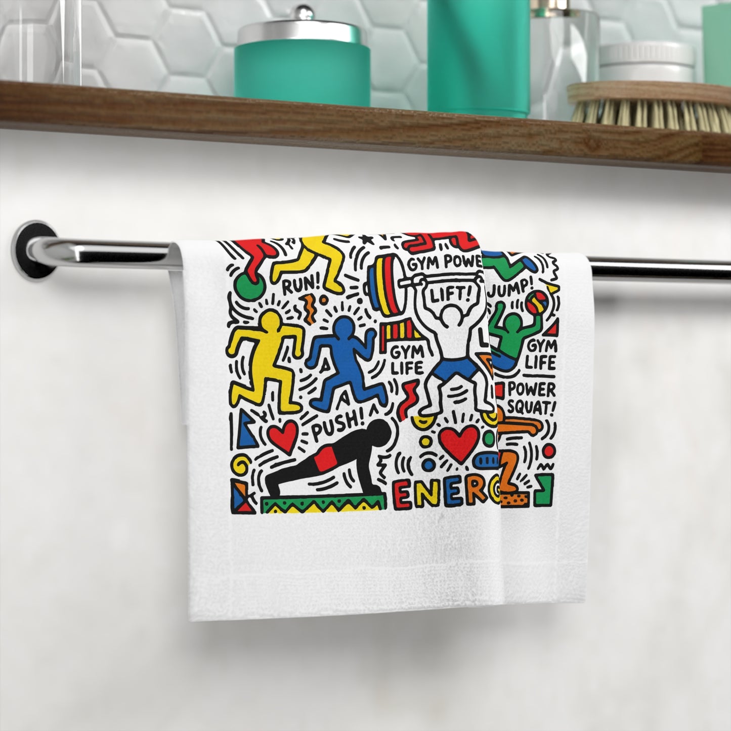 Fitness Energy Face Towel — Colorful Gym Life Workout Design