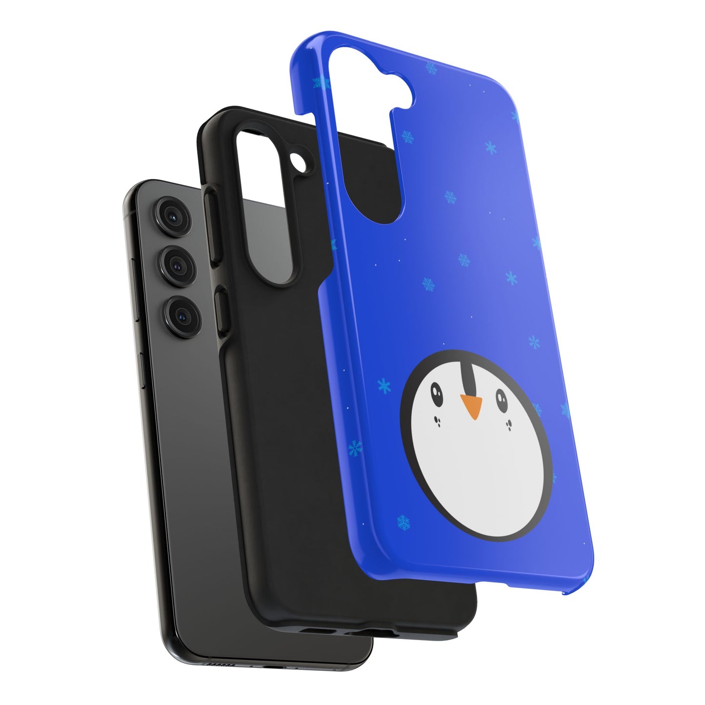 Penguin Cute Tough Phone Case – Blue Snowflake Protective Cover