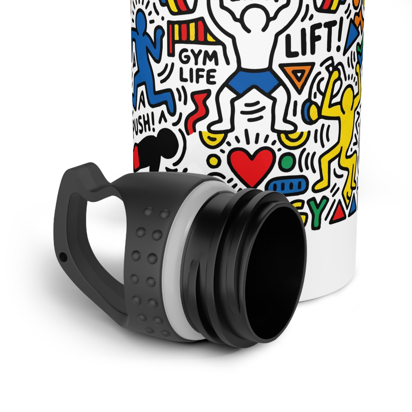 Fitness Doodle Stainless Steel Water Bottle – Motivational Gym Design (I Pushups)