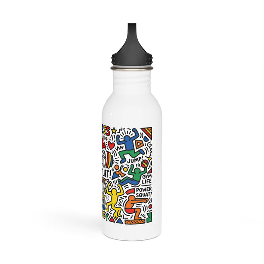 Fitness Doodle Stainless Steel Water Bottle – Motivational Gym Design (I Pushups)