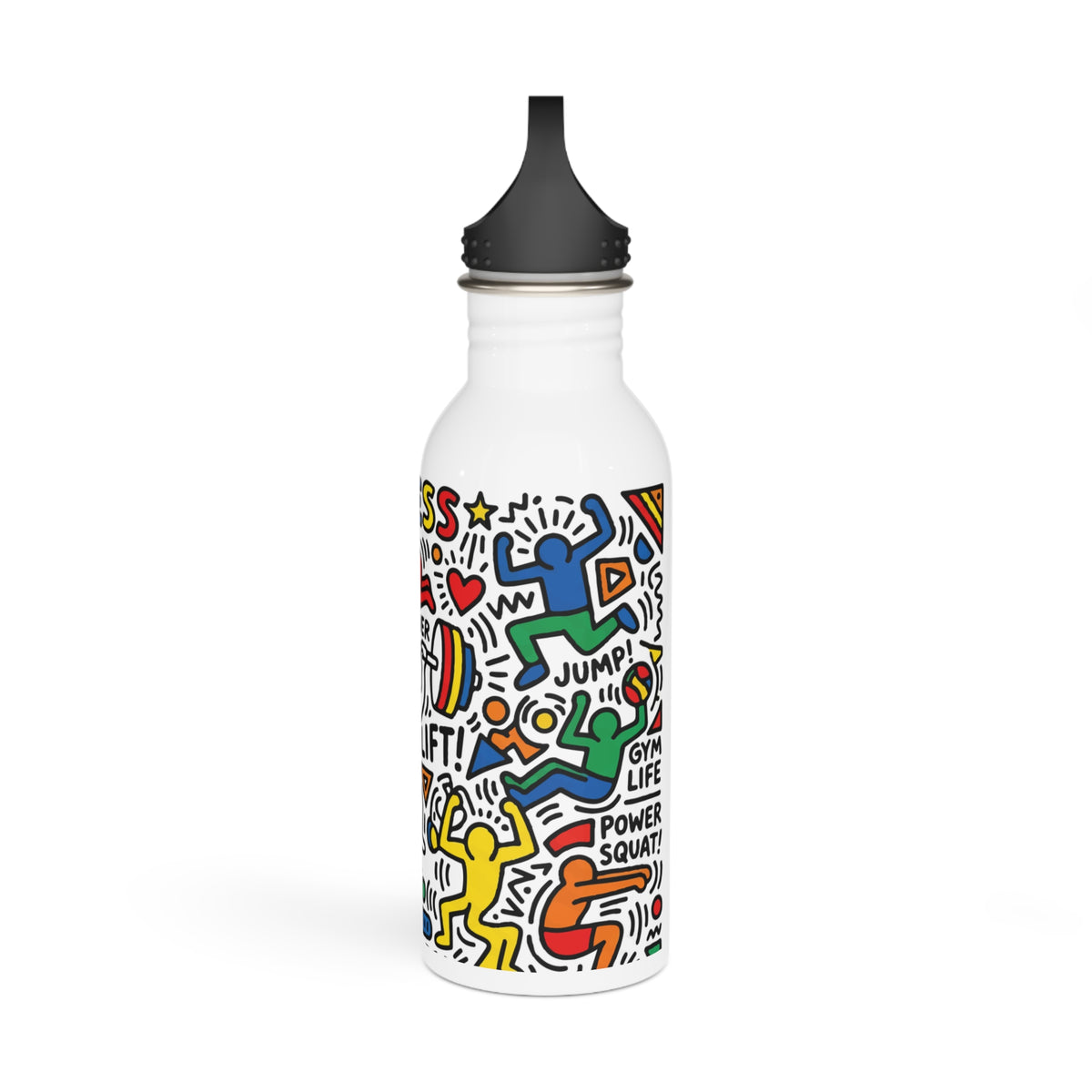 Fitness Doodle Stainless Steel Water Bottle – Motivational Gym Design (I Pushups)