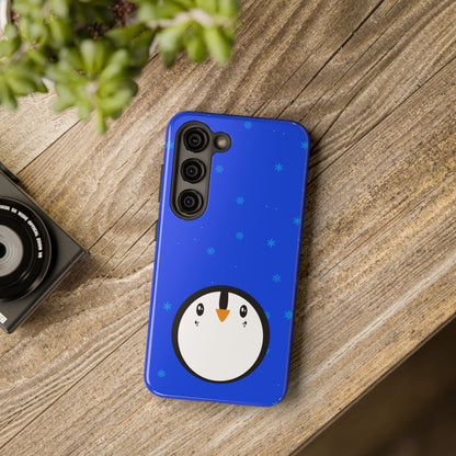 Penguin Cute Tough Phone Case – Blue Snowflake Protective Cover