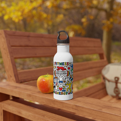 Fitness Doodle Stainless Steel Water Bottle – Motivational Gym Design (I  Pushups)