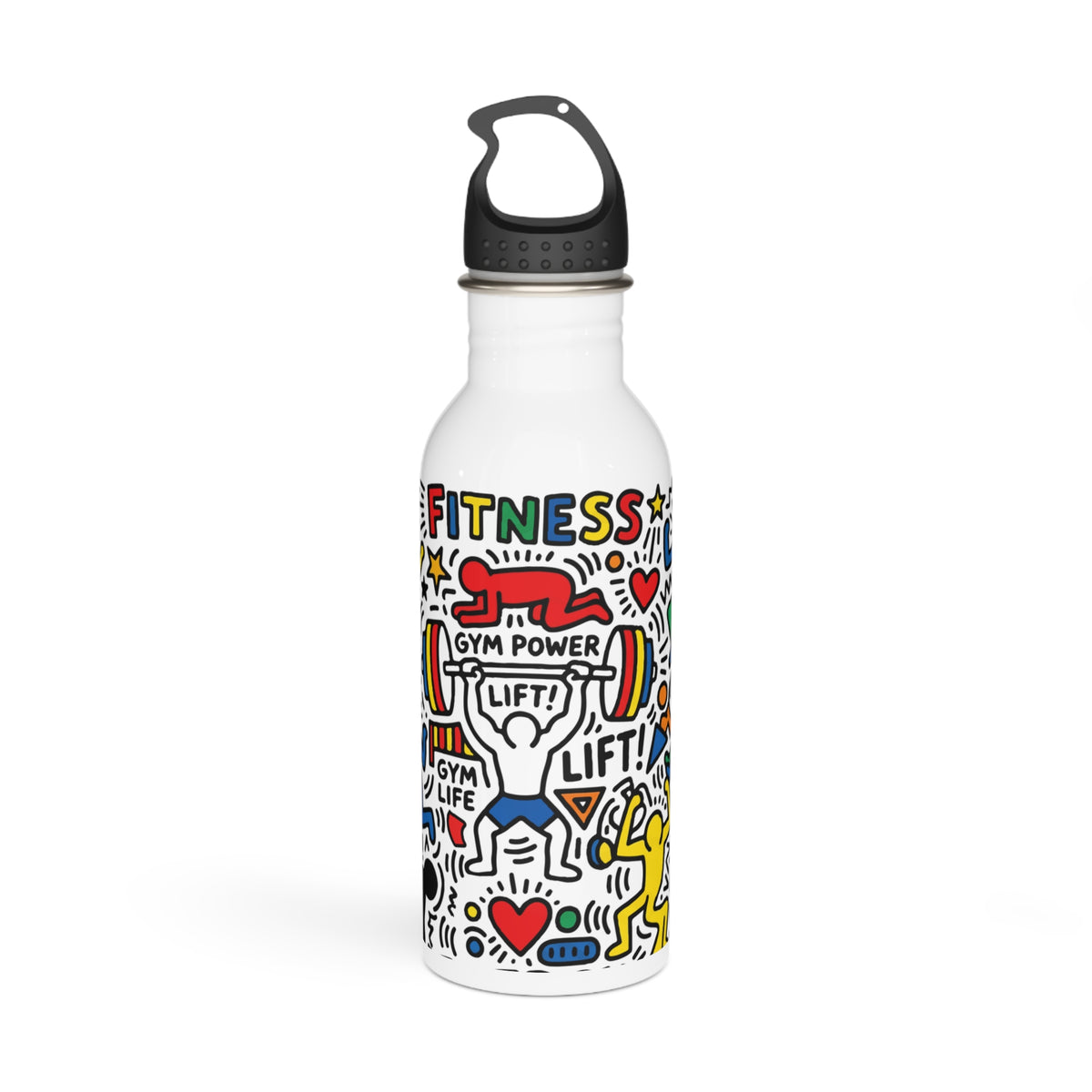 Fitness Doodle Stainless Steel Water Bottle – Motivational Gym Design (I  Pushups)