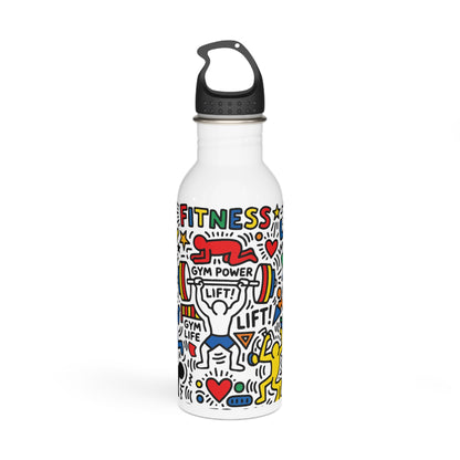 Fitness Doodle Stainless Steel Water Bottle – Motivational Gym Design (I  Pushups)