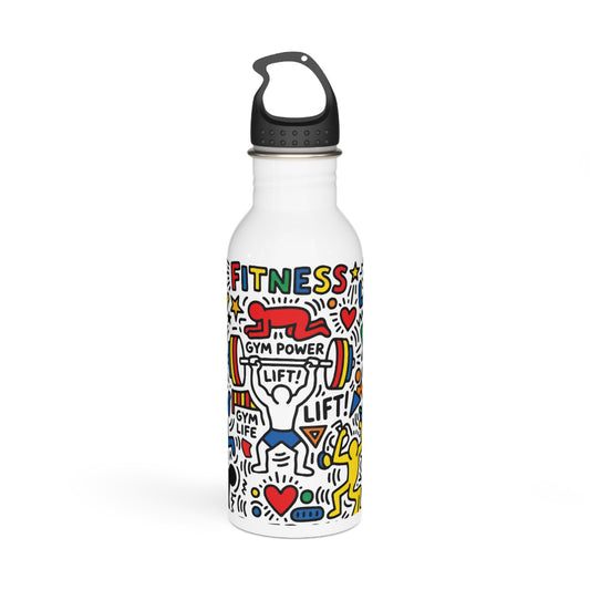 Fitness Doodle Stainless Steel Water Bottle – Motivational Gym Design (I  Pushups)