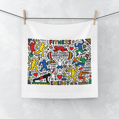 Fitness Energy Face Towel — Colorful Gym Life Workout Design