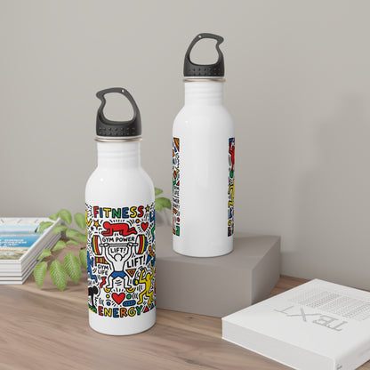 Fitness Doodle Stainless Steel Water Bottle – Motivational Gym Design (I  Pushups)