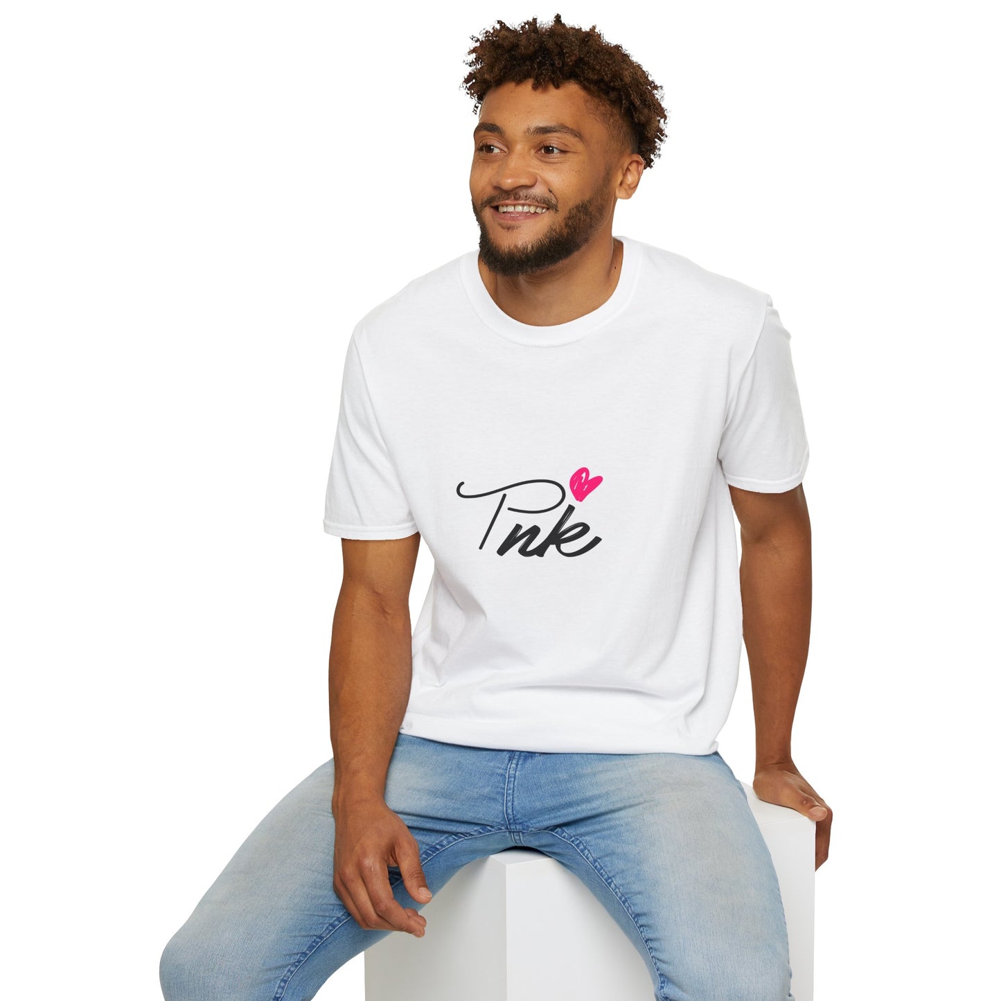 Pink Script T‑Shirt with Heart — Cute Feminine Graphic Tee