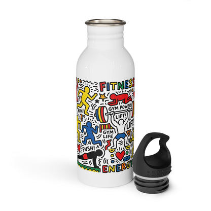 Fitness Doodle Stainless Steel Water Bottle – Motivational Gym Design (I  Pushups)