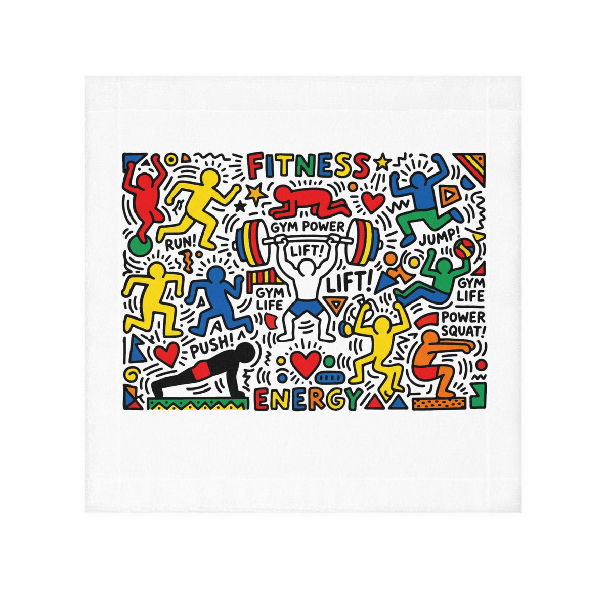 Fitness Energy Face Towel — Colorful Gym Life Workout Design