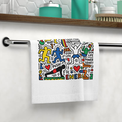 Fitness Energy Face Towel — Colorful Gym Life Workout Design