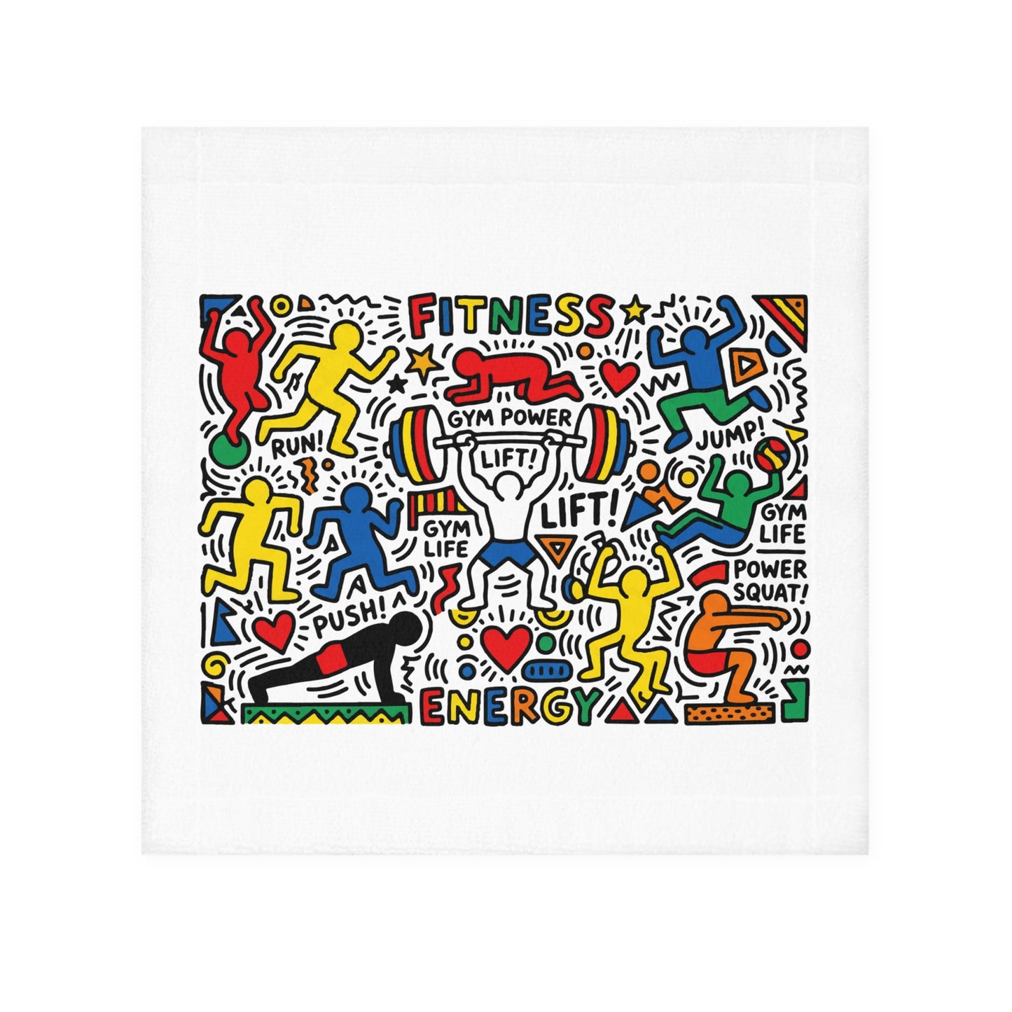 Fitness Energy Face Towel — Colorful Gym Life Workout Design