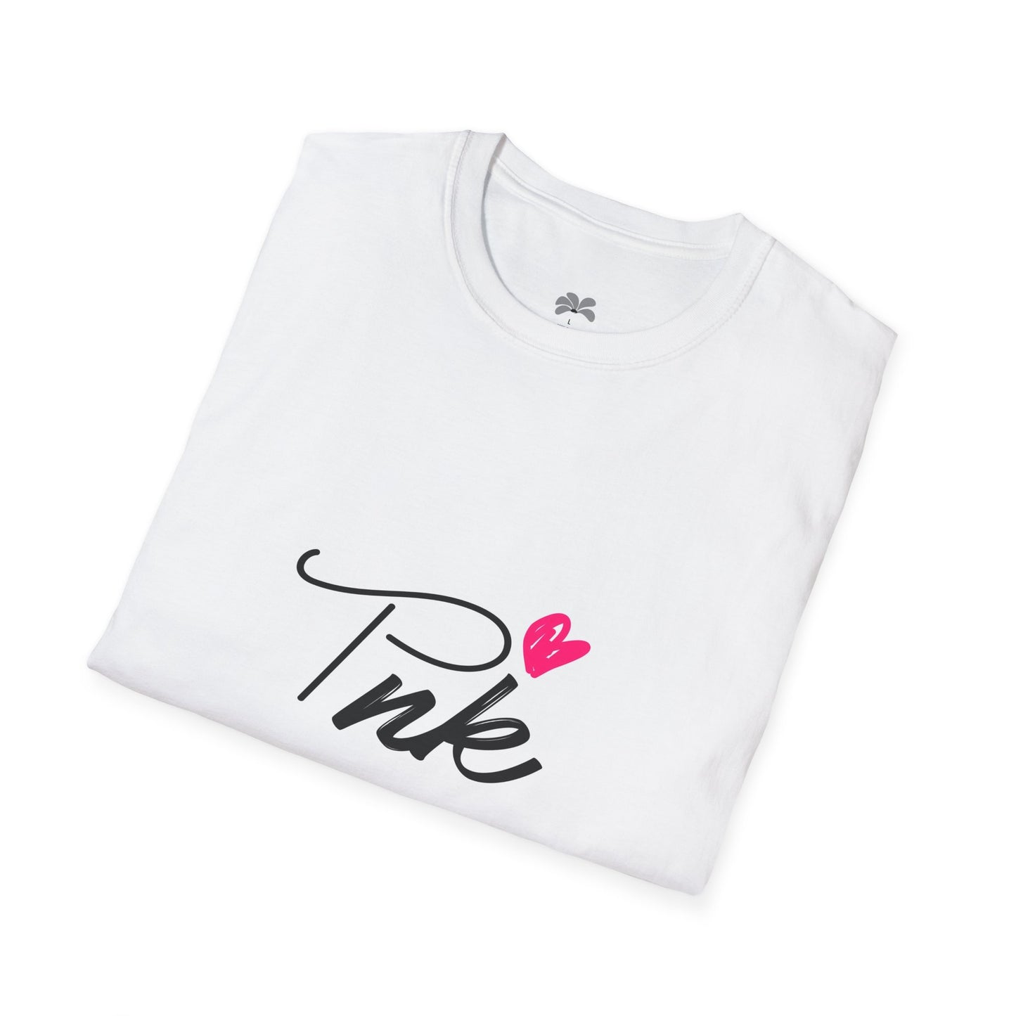 Pink Script T‑Shirt with Heart — Cute Feminine Graphic Tee