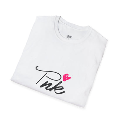 Pink Script T‑Shirt with Heart — Cute Feminine Graphic Tee