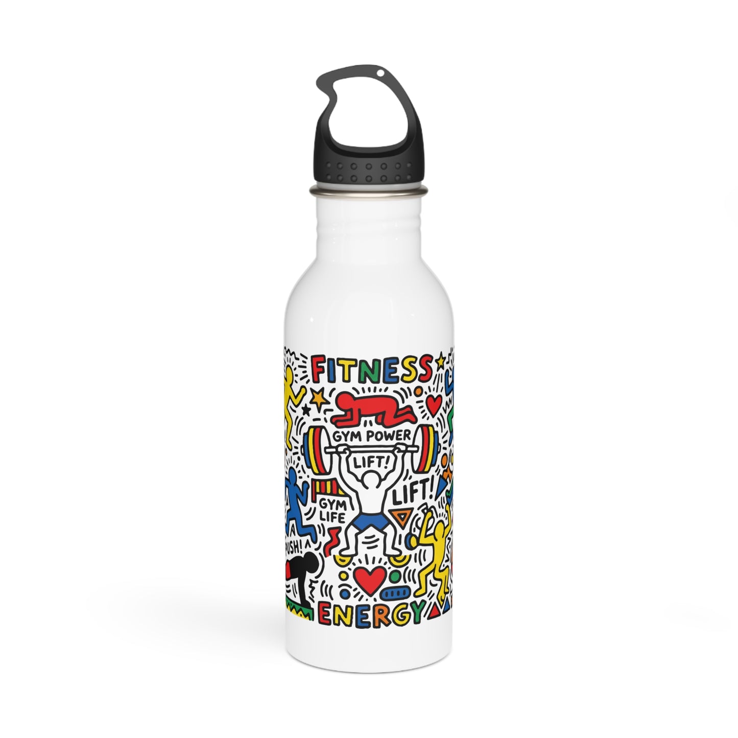 Fitness Doodle Stainless Steel Water Bottle – Motivational Gym Design (I  Pushups)