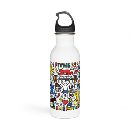 Fitness Doodle Stainless Steel Water Bottle – Motivational Gym Design (I  Pushups)