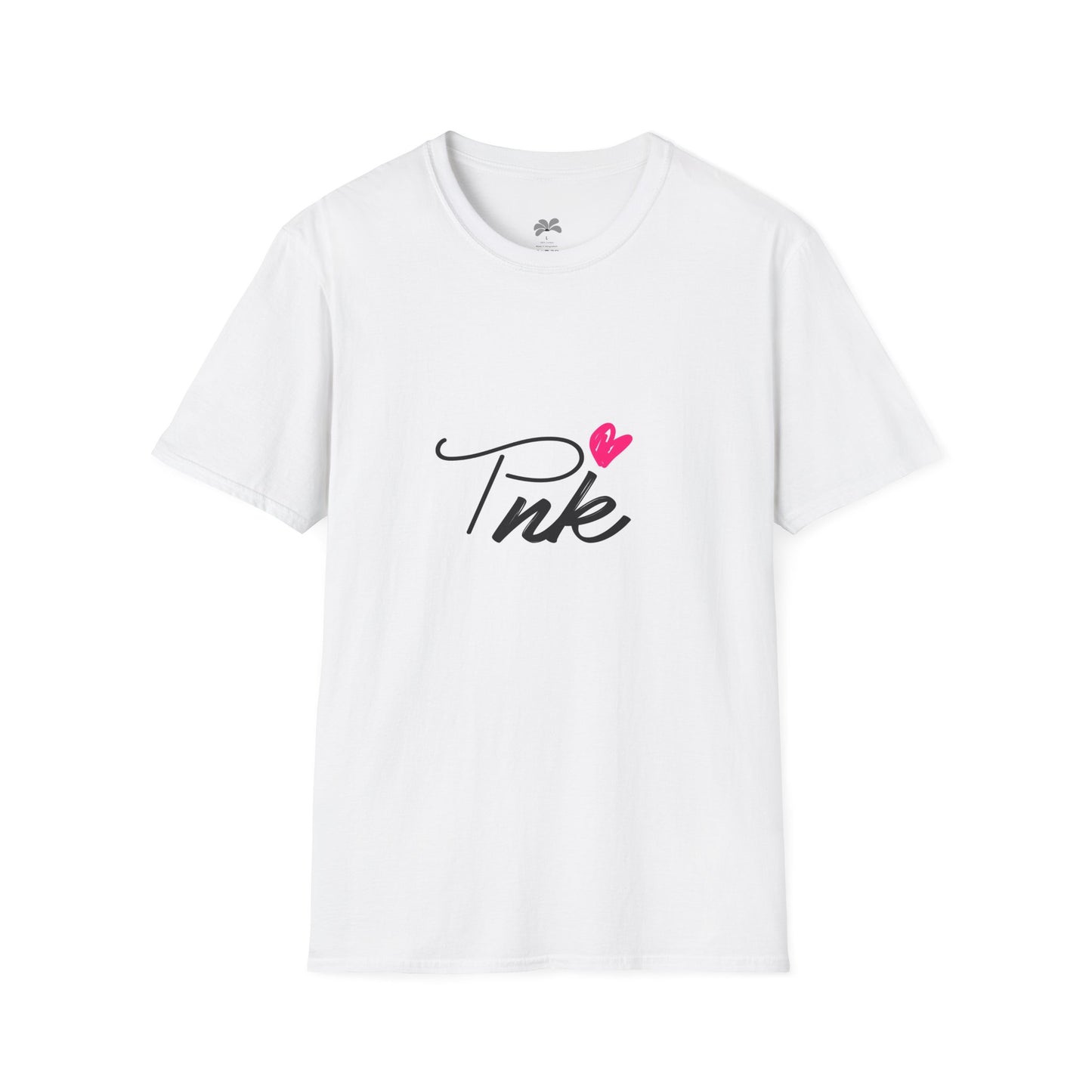 Pink Script T‑Shirt with Heart — Cute Feminine Graphic Tee