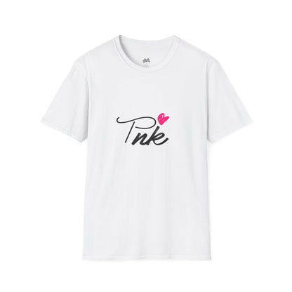 Pink Script T‑Shirt with Heart — Cute Feminine Graphic Tee