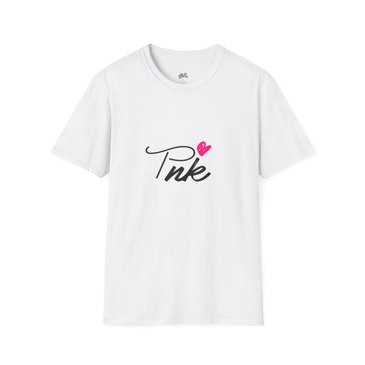 Pink Script T‑Shirt with Heart — Cute Feminine Graphic Tee