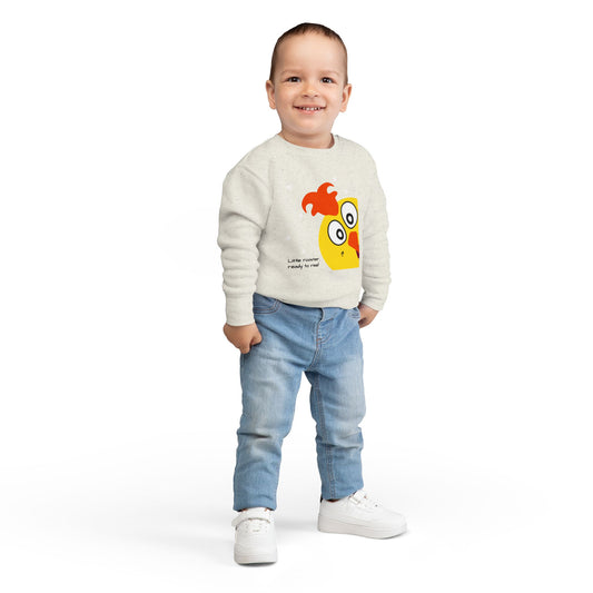 Toddler Sweatshirt - "Little Rooster, Ready to Roar" Cute Chick Graphic