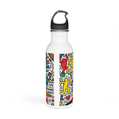 Fitness Doodle Stainless Steel Water Bottle – Motivational Gym Design (I  Pushups)