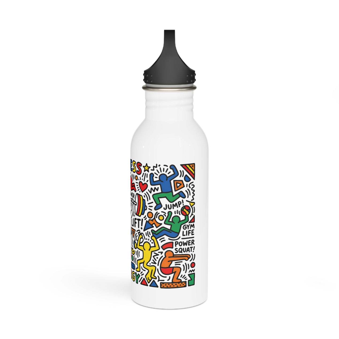 Fitness Doodle Stainless Steel Water Bottle – Motivational Gym Design (I  Pushups)