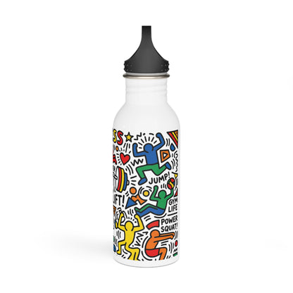 Fitness Doodle Stainless Steel Water Bottle – Motivational Gym Design (I  Pushups)